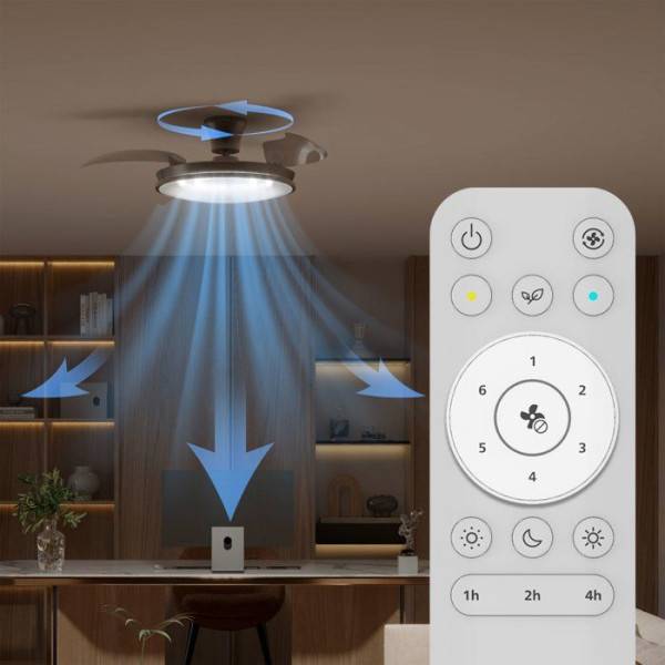 Philips - Ventilateur de Plafond - Plafonnier  - Philips - Atlas - Pales rétractables - Diametre 106 cm - Nickel - LED intégrée + télécommande - Image 4