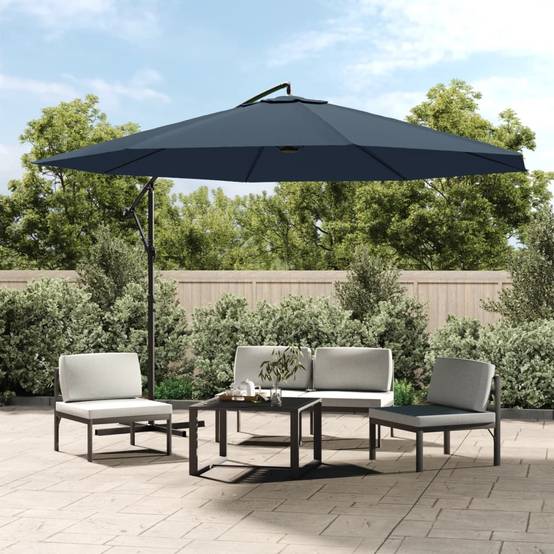 Parasol déporté aluminium et polyester bleu foncé 350 x 350 x 268 cm - PANGIVO - Image 1