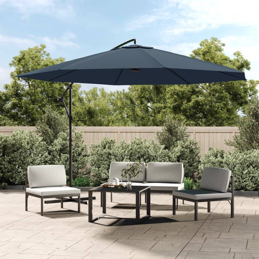 Parasol déporté aluminium et polyester bleu foncé 350 x 350 x 268 cm - PANGIVO - Image 1