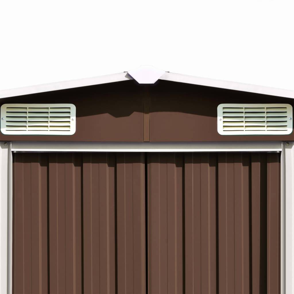 Helloshop26 - Abri de jardin cabane cabanon maison de stockage remise extérieur hangar outils robuste 257 x 779 x 181 cm acier galvanisé marron - Image 5