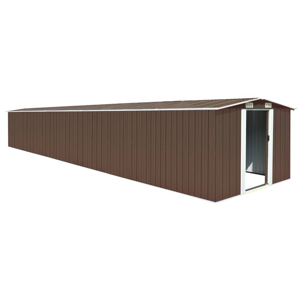 Helloshop26 - Abri de jardin cabane cabanon maison de stockage remise extérieur hangar outils robuste 257 x 779 x 181 cm acier galvanisé marron - Image 1