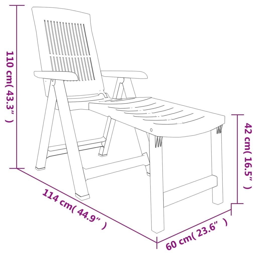 Maison Chic - Chaise longue | Transat | Bain de soleil blanc plastique - Image 9