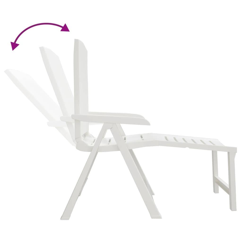 Maison Chic - Chaise longue | Transat | Bain de soleil blanc plastique - Image 6