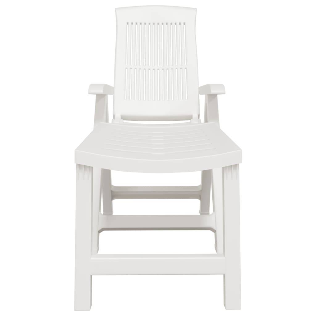 Maison Chic - Chaise longue | Transat | Bain de soleil blanc plastique - Image 3