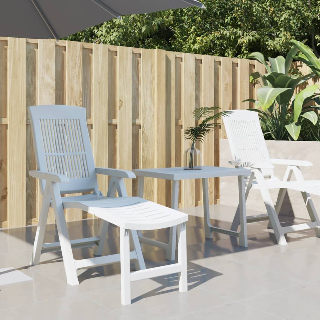 Maison Chic - Chaise longue | Transat | Bain de soleil blanc plastique - Image 2