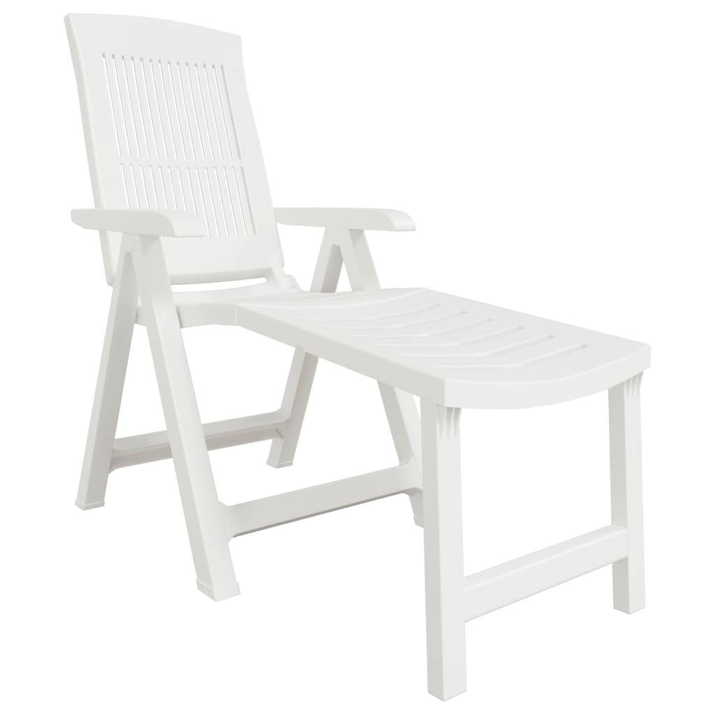 Maison Chic - Chaise longue | Transat | Bain de soleil blanc plastique - Image 1