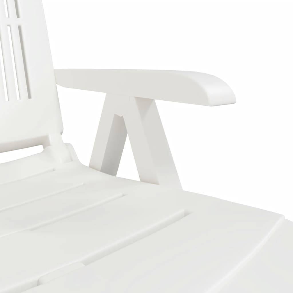 Maison Chic - Chaise longue | Transat | Bain de soleil blanc plastique - Image 8