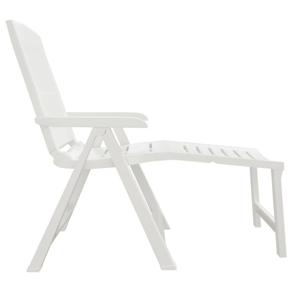 Maison Chic - Chaise longue | Transat | Bain de soleil blanc plastique - Image 4