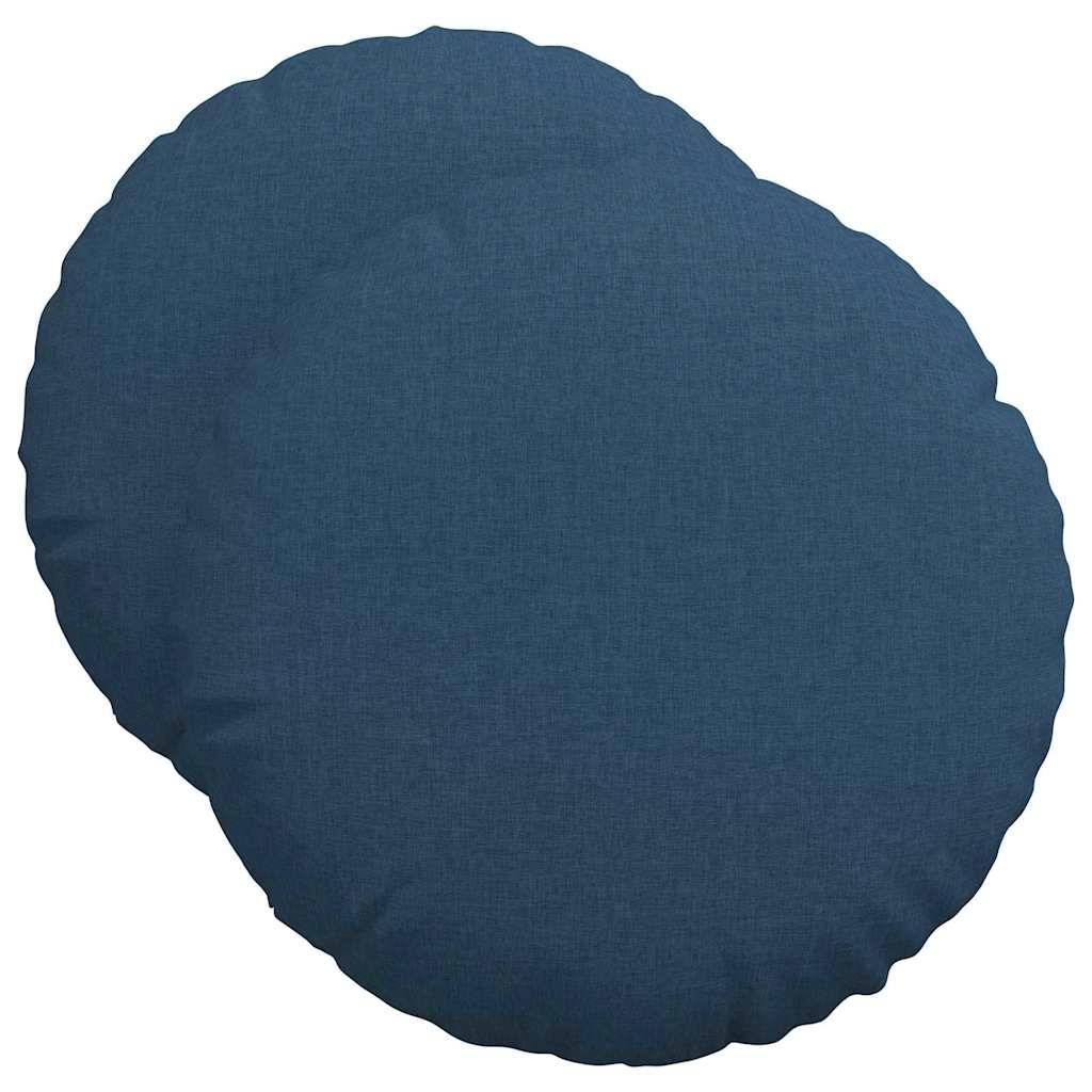 Jeu de 2 Grands Coussins Ronds Tissu Confortable pour Intérieur Design Bleu Ø 50 cm – ComfortXL Outdoor Living - Image 2