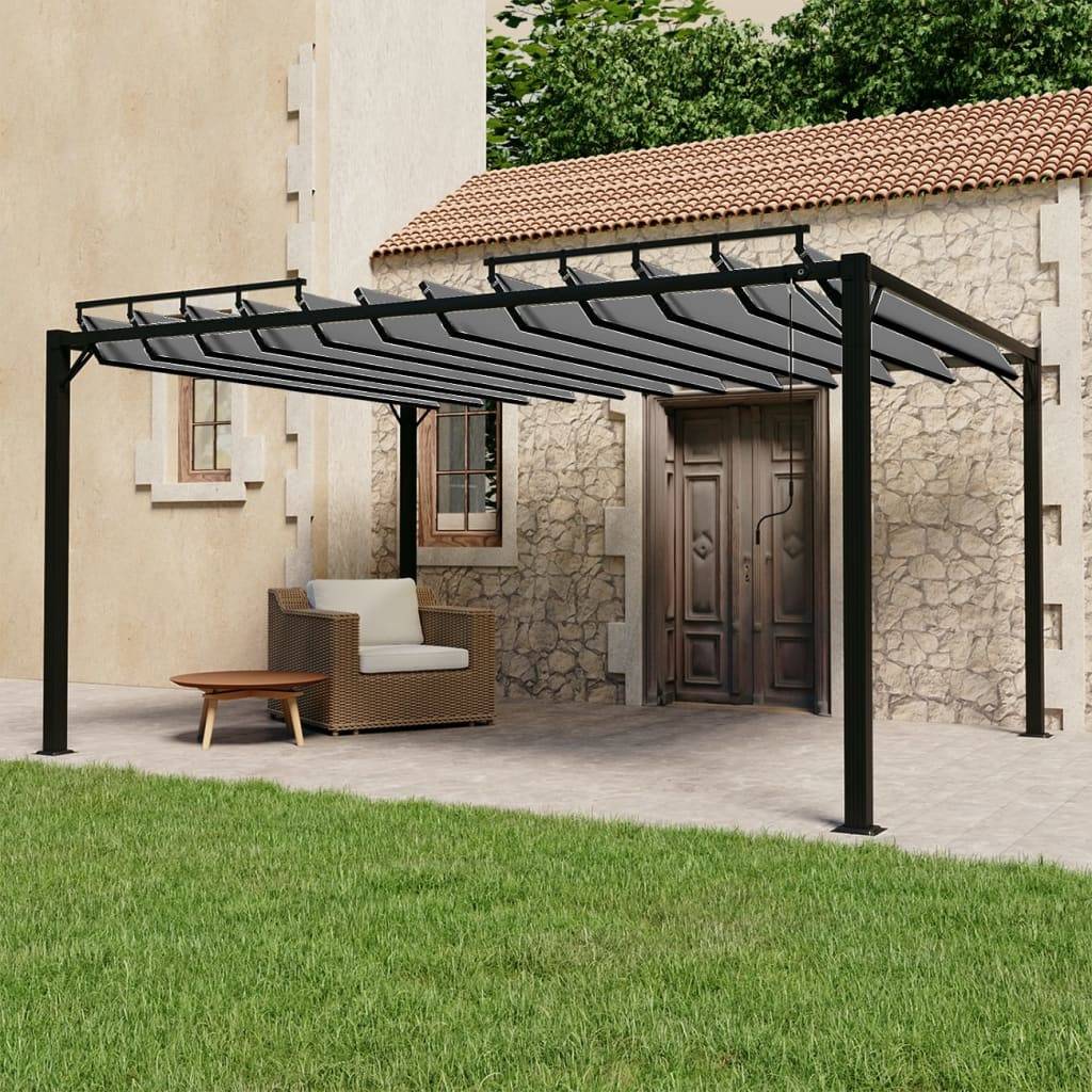 Tonnelle Bioclimatique Aluminium Toit à Persiennes Réglables Design Moderne Anthracite 3x4 m – ComfortXL Outdoor Living - Image 1