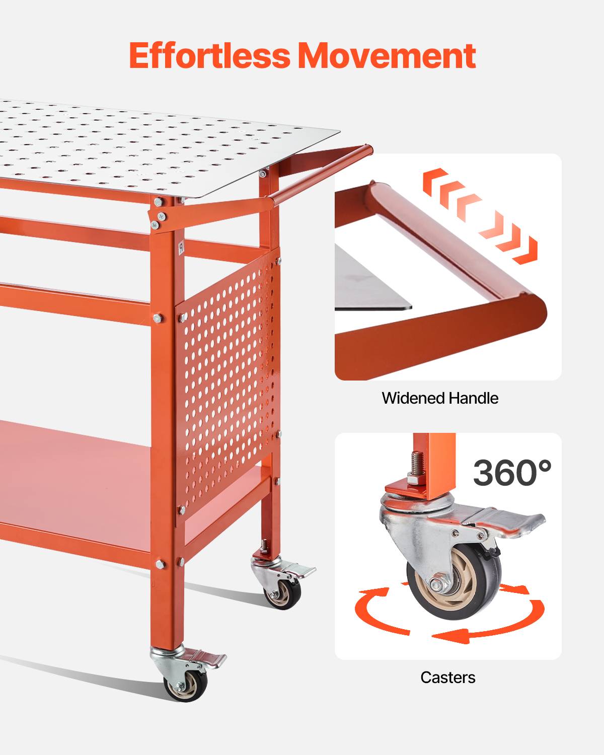 VEVOR Table soudure 1016x609,6 mm, acier mobile, charge 363 kg, 4 roues. - Image 5