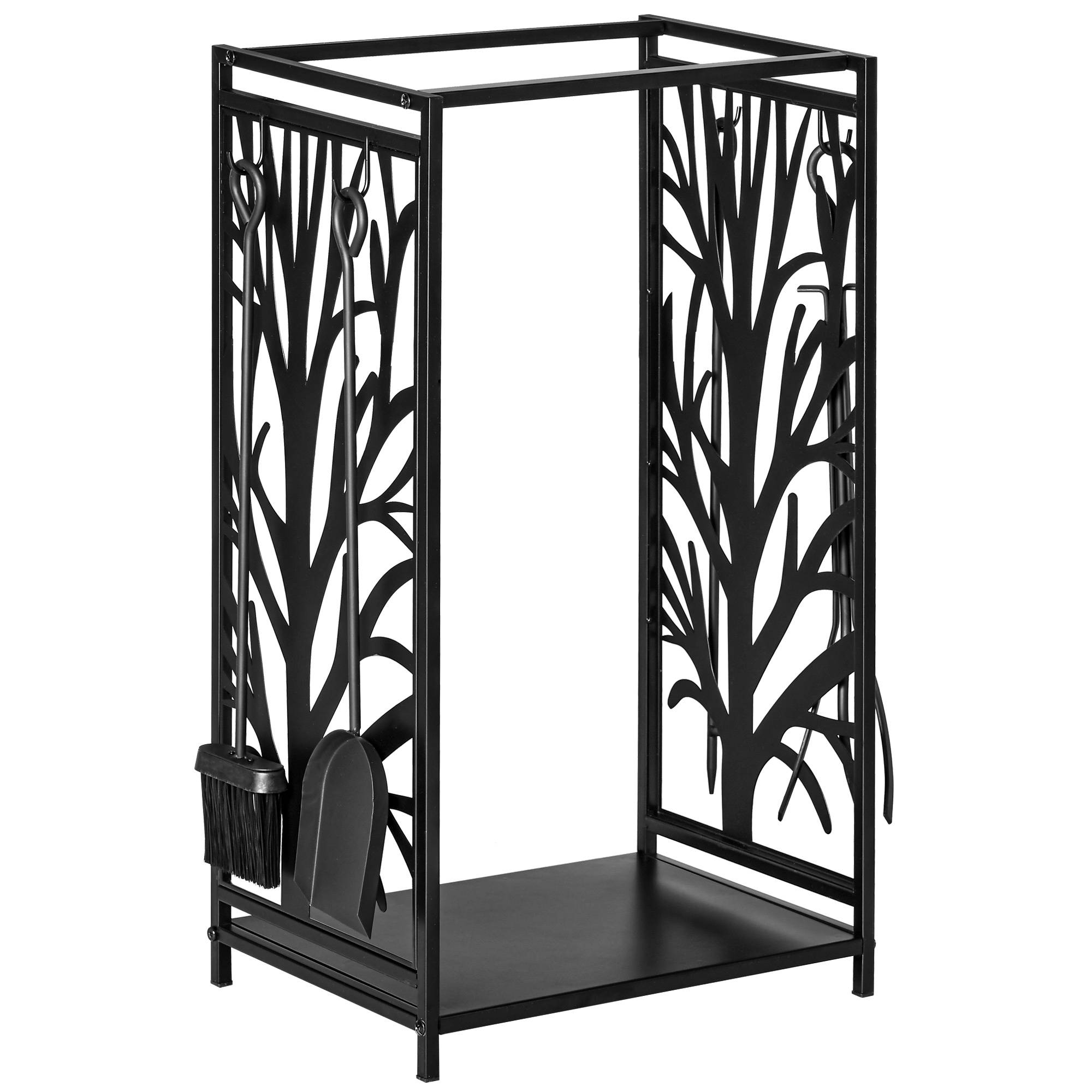 ComfortXL - Porte-bûches serviteur acier noir 46 x 29 x 70 cm pour cheminée 4 accessoires - ComfortXL Outdoor Living - Image 10