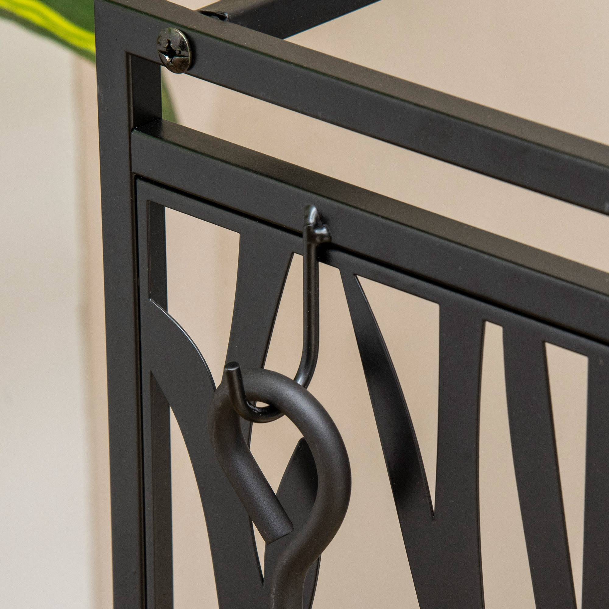 ComfortXL - Porte-bûches serviteur acier noir 46 x 29 x 70 cm pour cheminée 4 accessoires - ComfortXL Outdoor Living - Image 9