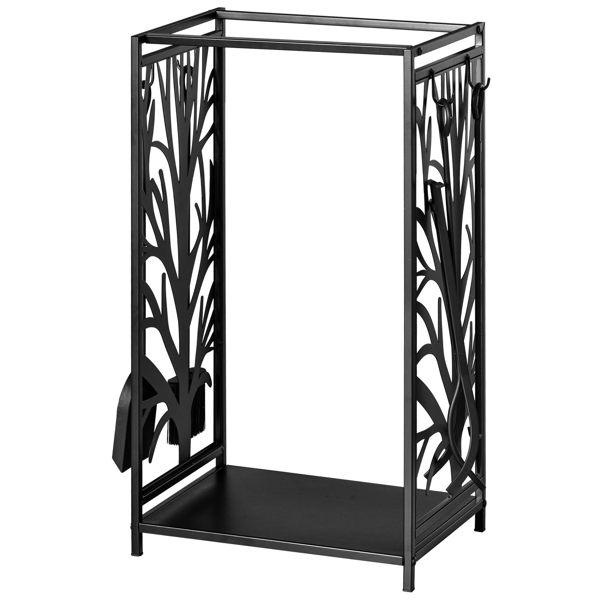 ComfortXL - Porte-bûches serviteur acier noir 46 x 29 x 70 cm pour cheminée 4 accessoires - ComfortXL Outdoor Living - Image 1