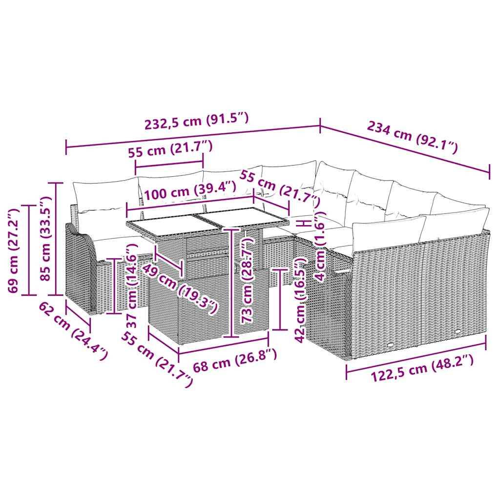 ComfortXL - Salon de Jardin 8 Places en Polyrotin Tressé Modulable avec Table Relevable Marron – ComfortXL Outdoor Living - Image 3