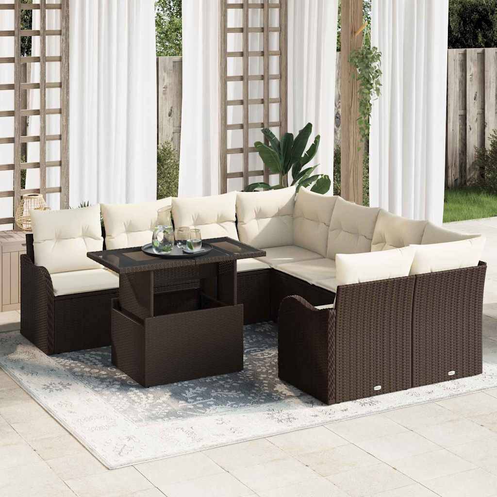 ComfortXL - Salon de Jardin 8 Places en Polyrotin Tressé Modulable avec Table Relevable Marron – ComfortXL Outdoor Living - Image 1