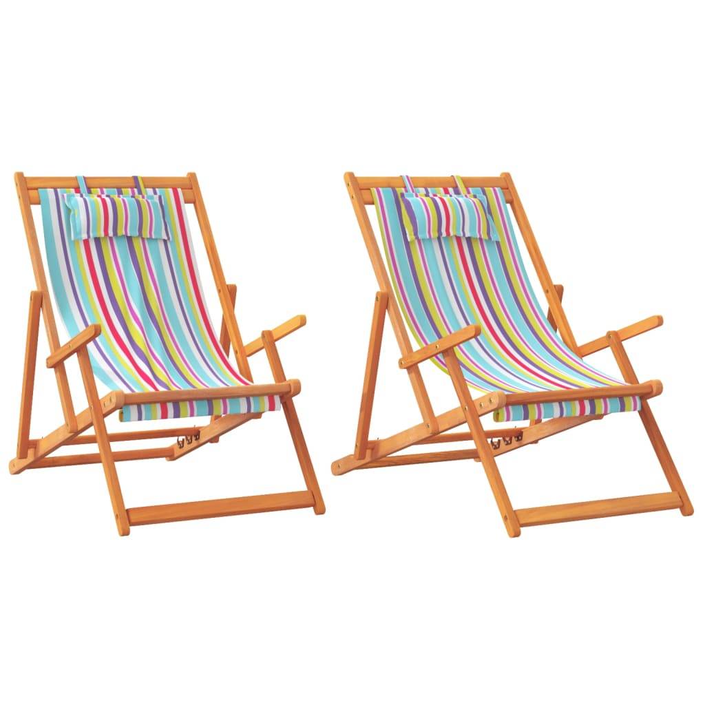 Chaises de plage pliables multicolore tissu 60 x 112/119/127 x 81/88,5/95 cm - PANGIVO - Image 2