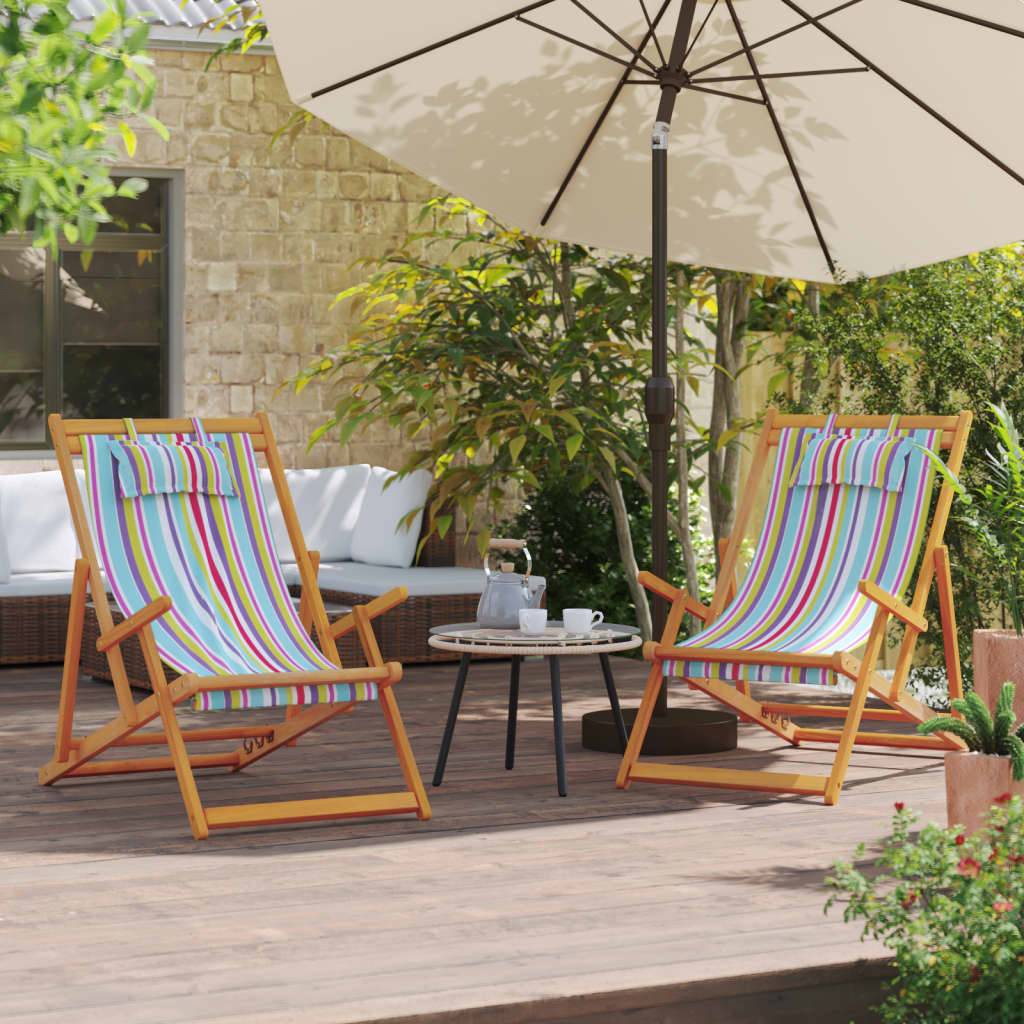 Chaises de plage pliables multicolore tissu 60 x 112/119/127 x 81/88,5/95 cm - PANGIVO - Image 1