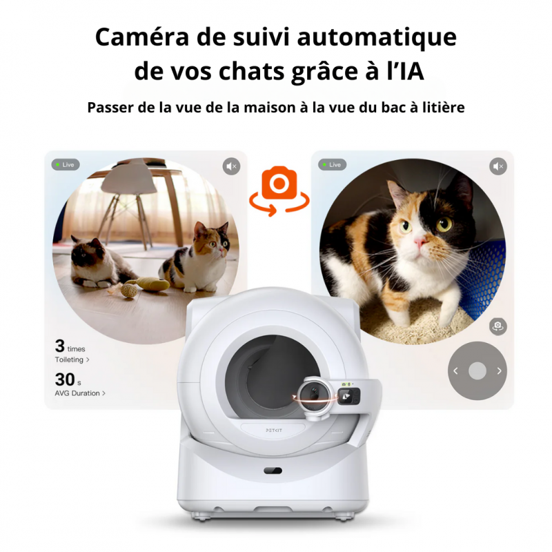 Robot litière autonettoyante avec caméra Purobot Ultra Robot HD, IA intégrée et application mobile – Petkit - Image 3