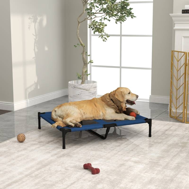 Lit de camp pour chien extérieur 91.5 x 76.2 x 18 cm métal fer tissu oxford 600D bleu - PANGIVO - Image 2