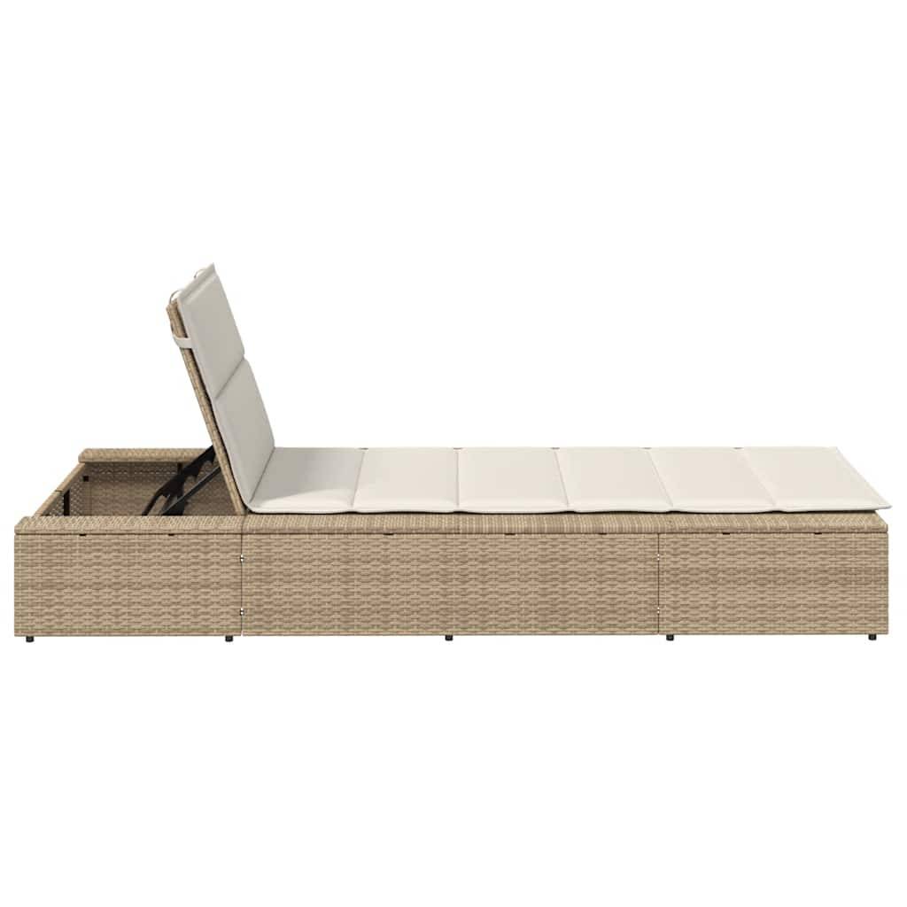 PANGIVO - Transat avec coussin flottant beige résines tressée 210 x 100 x 79 cm, Poids :22.8kg - PANGIVO - Image 7