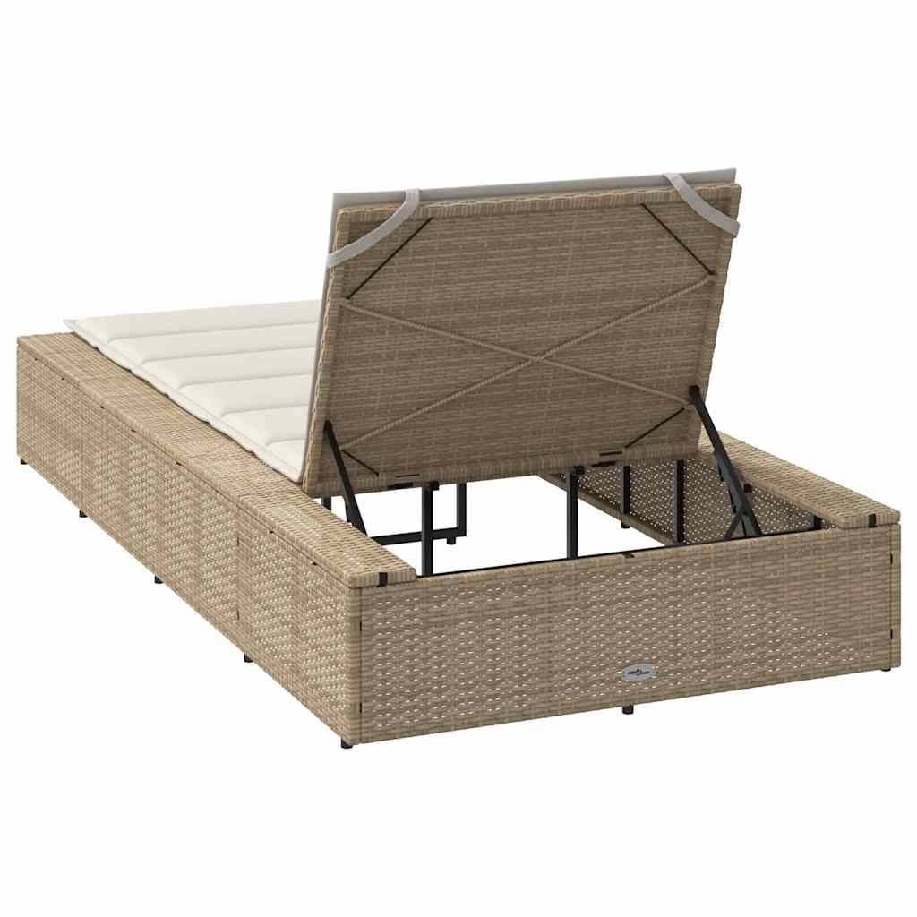 PANGIVO - Transat avec coussin flottant beige résines tressée 210 x 100 x 79 cm, Poids :22.8kg - PANGIVO - Image 8