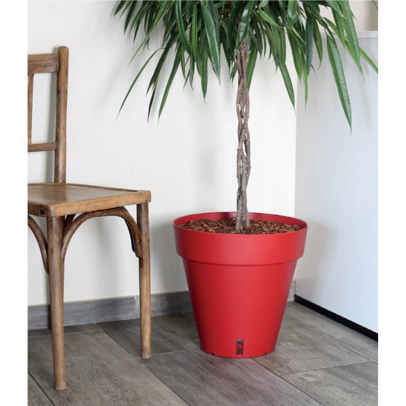 Riss - Bac A Fleurs Rond Riviera Loft - Plastique - Diametre 40 Cm - Rouge - Image 3