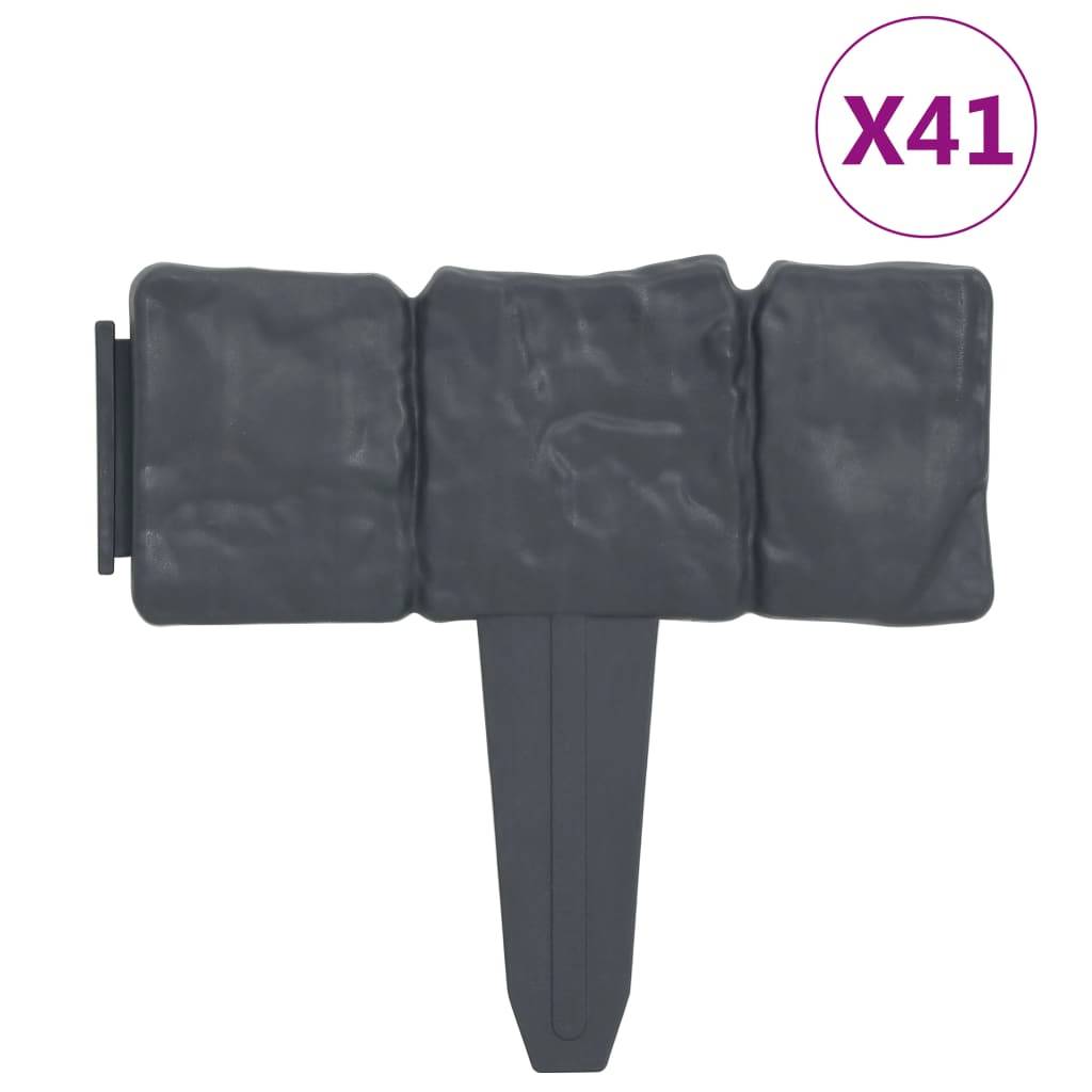 Bordure pelouse aspect pierre plastique anthracite délimitation jardin 41pcs 10m - ComfortXL Outdoor Living - Image 2