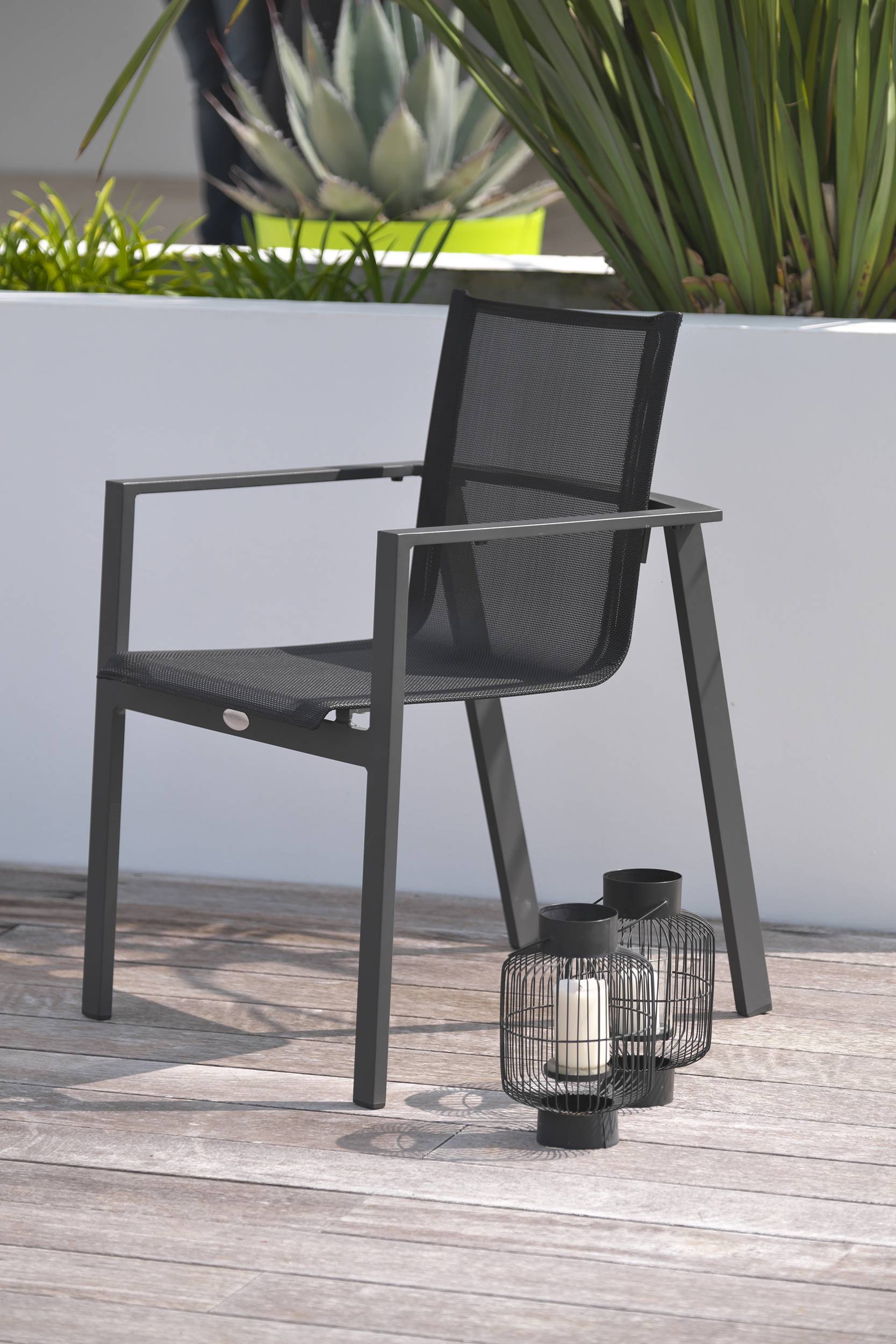 Dcb Garden - Fauteuil de jardin empilable en aluminium  - Gris anthracite - ALU-MIAMI - Image 3