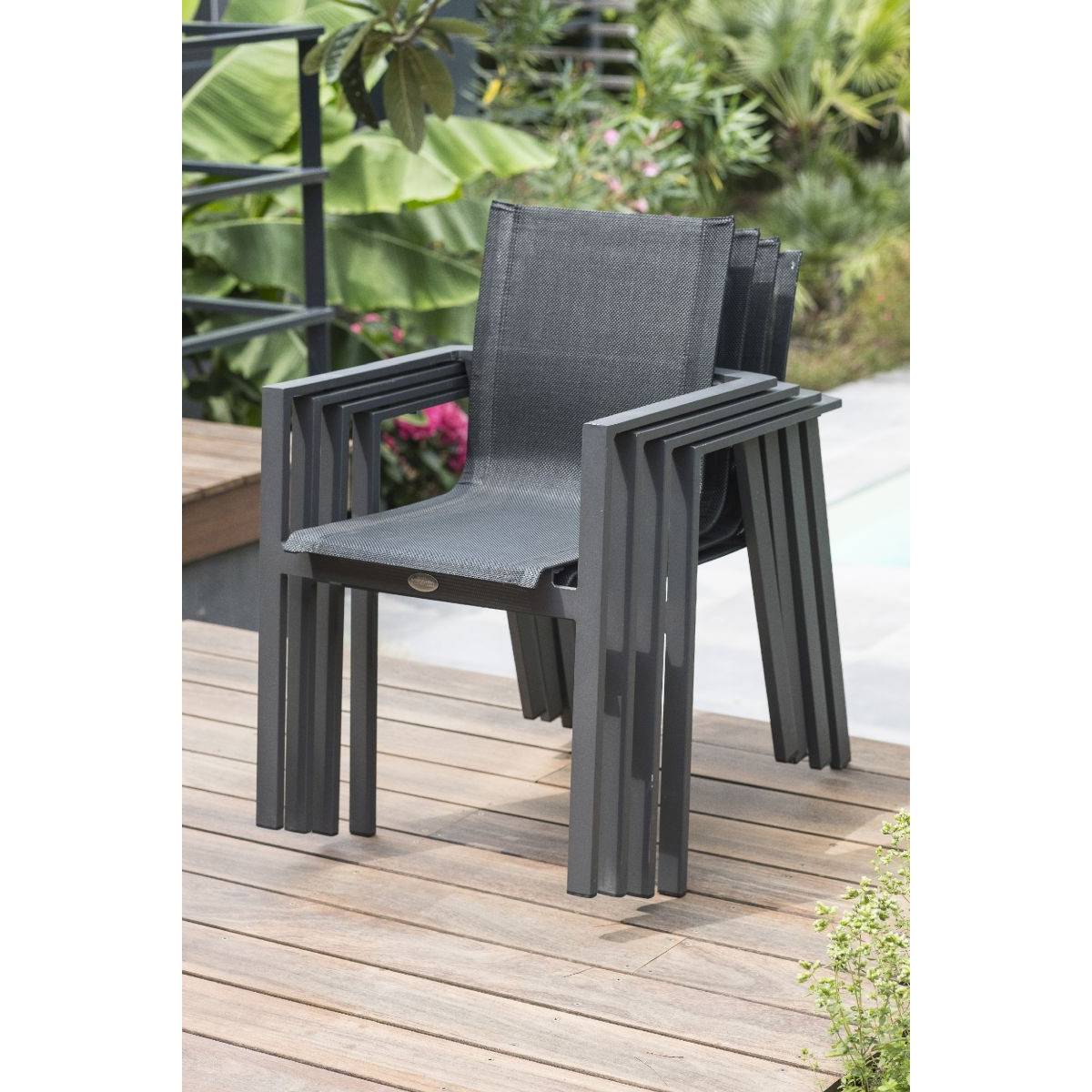 Dcb Garden - Fauteuil de jardin empilable en aluminium  - Gris anthracite - ALU-MIAMI - Image 5