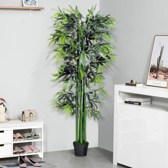 Bambou Artificiel XXL 1,80H m arbre artificiel Feuilles denses réalistes Pot Inclus Noir Vert - Image 9