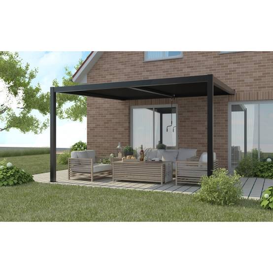 Pergola adossée bioclimatique aluminium 12 m² anthracite X-Metal résistante vent 117km/h neige 60kg/m² - Image 6
