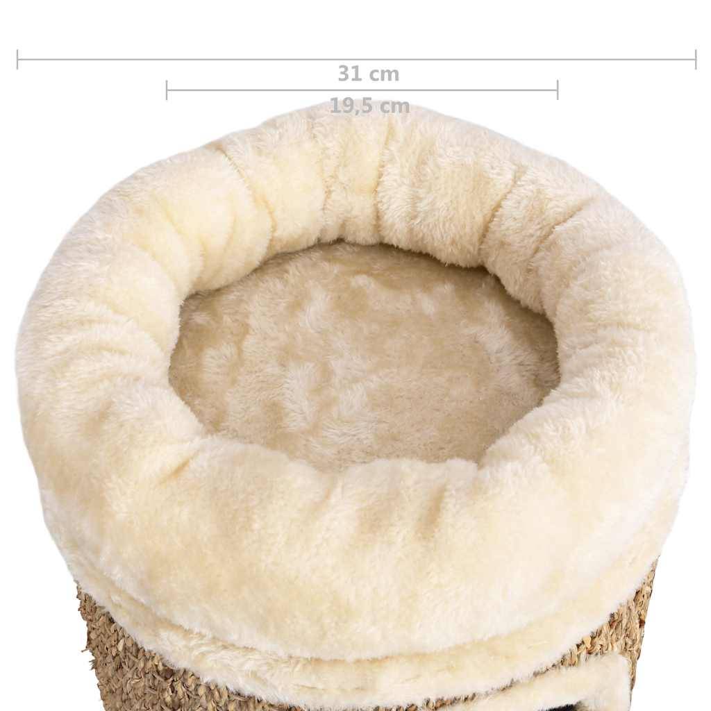 Maison pour chat herbe de mer et peluche beige 31 x 31 x 33 cm - PANGIVO - Image 8