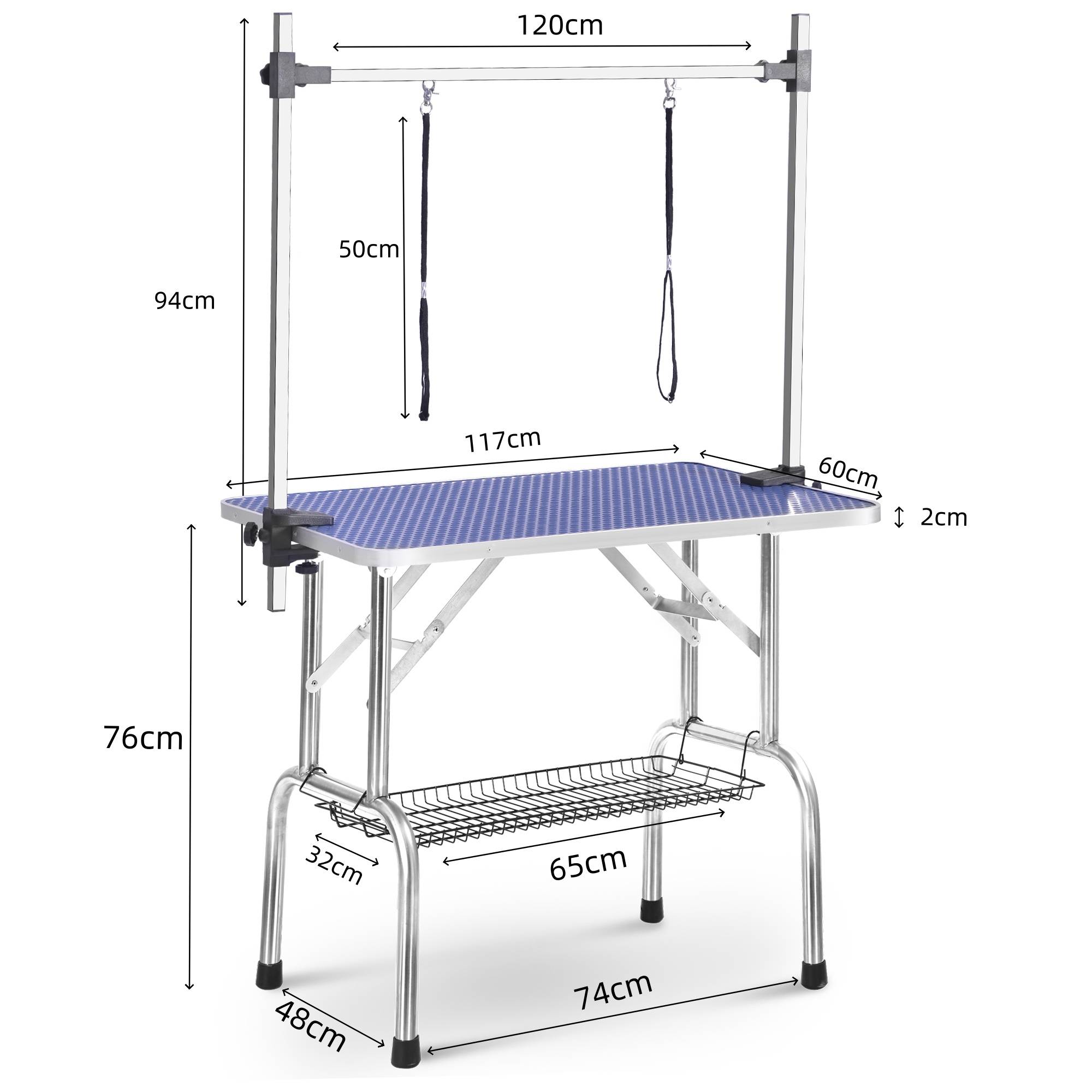 Table de toilettage pro 117cm pliable en acier inoxydable pour grand chien Bleu – ComfortXL Outdoor Living - Image 3