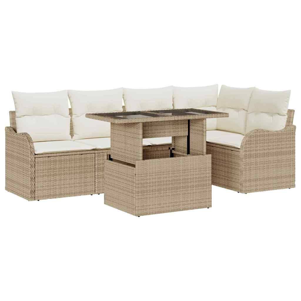 ComfortXL - Salon Bas de Jardin 6 Pièces Polyrotin Beige – Canapé Modulaire Pratique pour Aménagement Extérieur – ComfortXL Outdoor Living - Image 2
