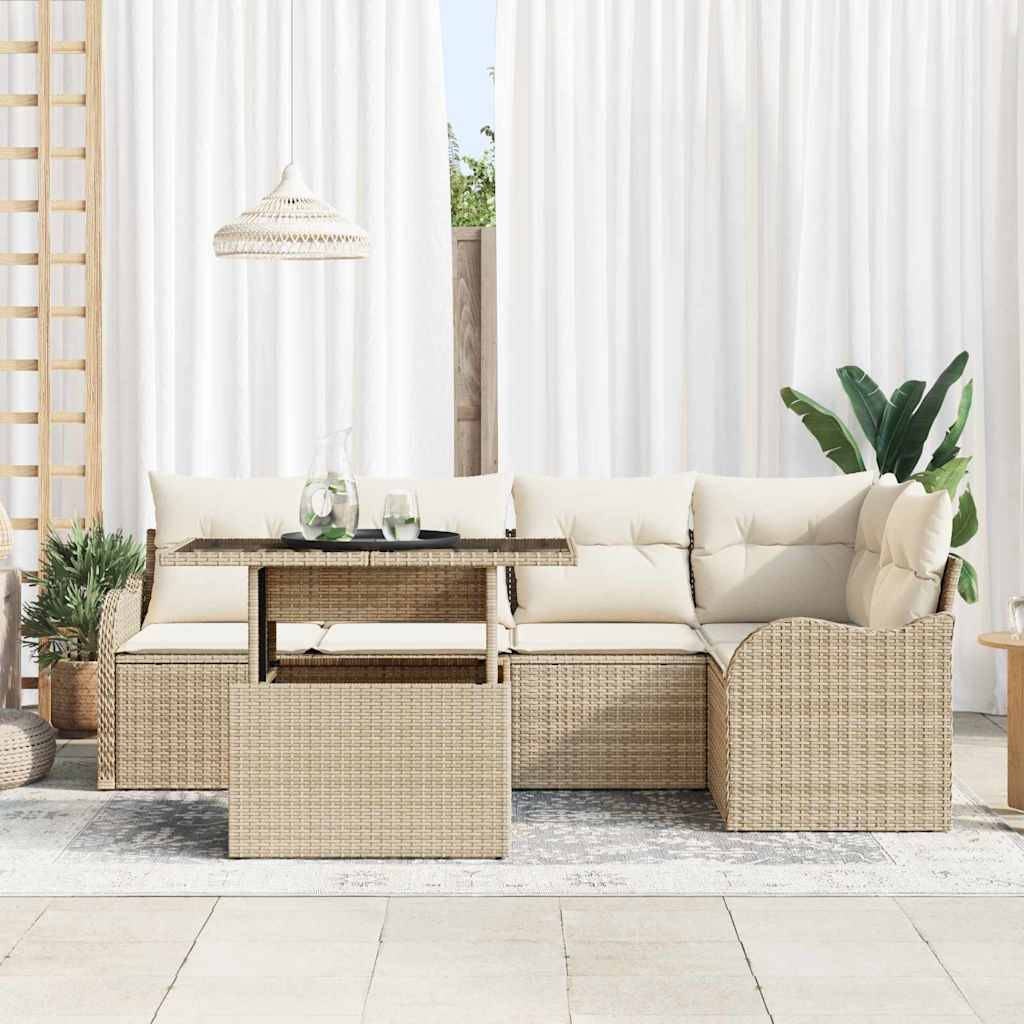 ComfortXL - Salon Bas de Jardin 6 Pièces Polyrotin Beige – Canapé Modulaire Pratique pour Aménagement Extérieur – ComfortXL Outdoor Living - Image 3