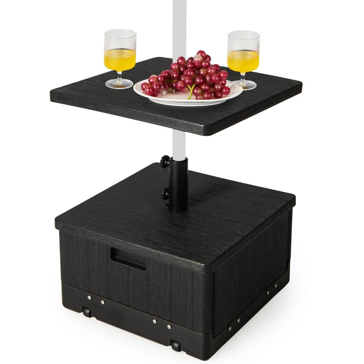 Helloshop26 - Base de parasol remplissable de 80 kg plateau de table sac à lester roues poignée table basse 3 en 1 support de parasol - Image 1
