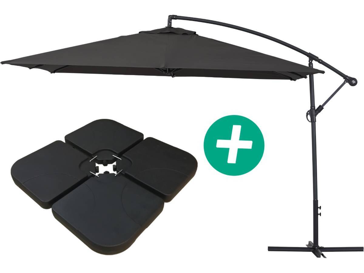 Habitat Et Jardin - Parasol Jardin Déporté Alu "ilios 3" - Carré - 3 X 3 M - Noir - Dalles Incluses -habitat Et Jardin - Image 1