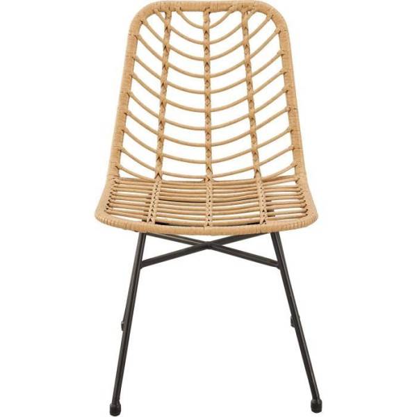 Lot de 2 chaises de jardin - Imitation rotin naturel - Structure acier - L63,5 x H 86 x P 48 cm - Image 3
