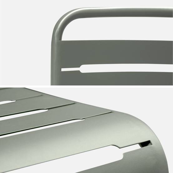 sweeek - Table de jardin bistrot carré acier + 2 assises 70 cm kaki - Orea + Amélia | sweeek - Image 7