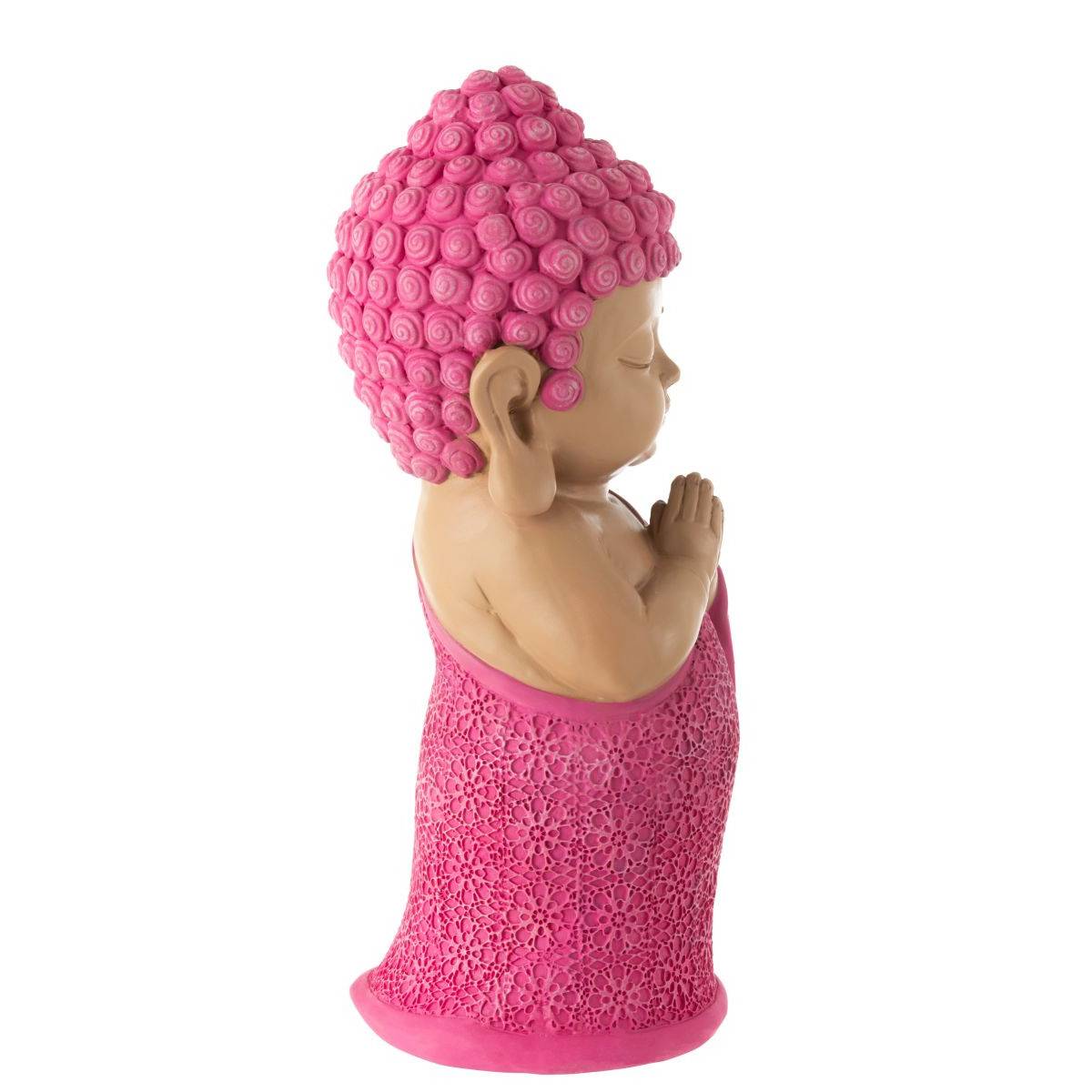 J-Line - Statuette Moine Prière "Toby" 32cm Rose - Image 2