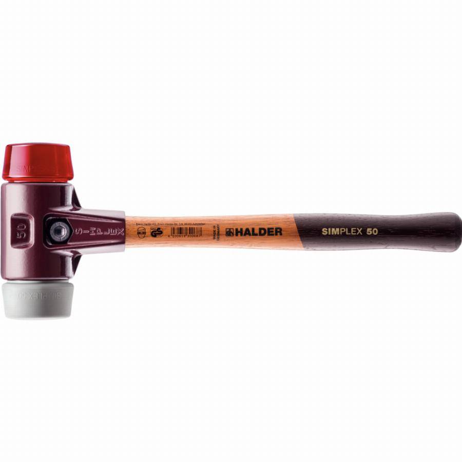 Maillet HALDER SIMPLEX TPE moyen / plastique avec boîtier en fonte malléable et manche en bois - D=40 mm - 3036.040