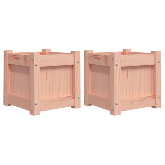 Helloshop26 - Jardinière bac lit surélevé plantes fleurs jardin terrasses lot de 2 bois massif douglas marron - Image 1