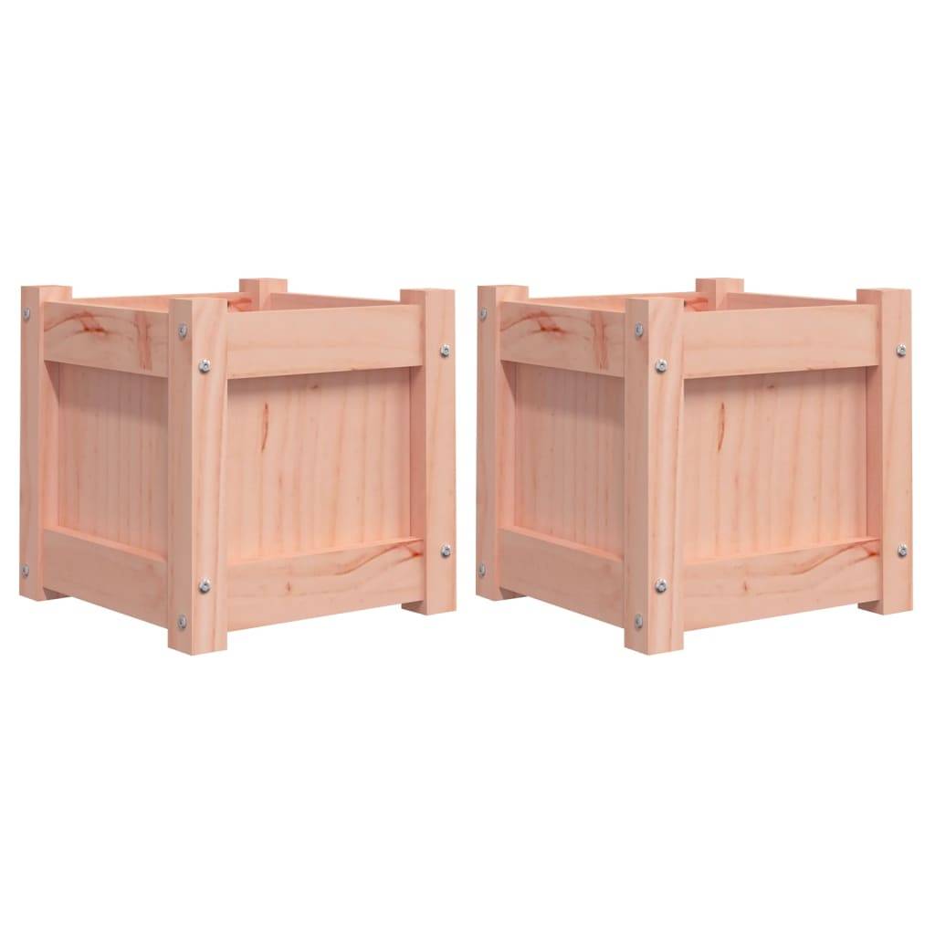 Helloshop26 - Jardinière bac lit surélevé plantes fleurs jardin terrasses lot de 2 bois massif douglas marron - Image 1