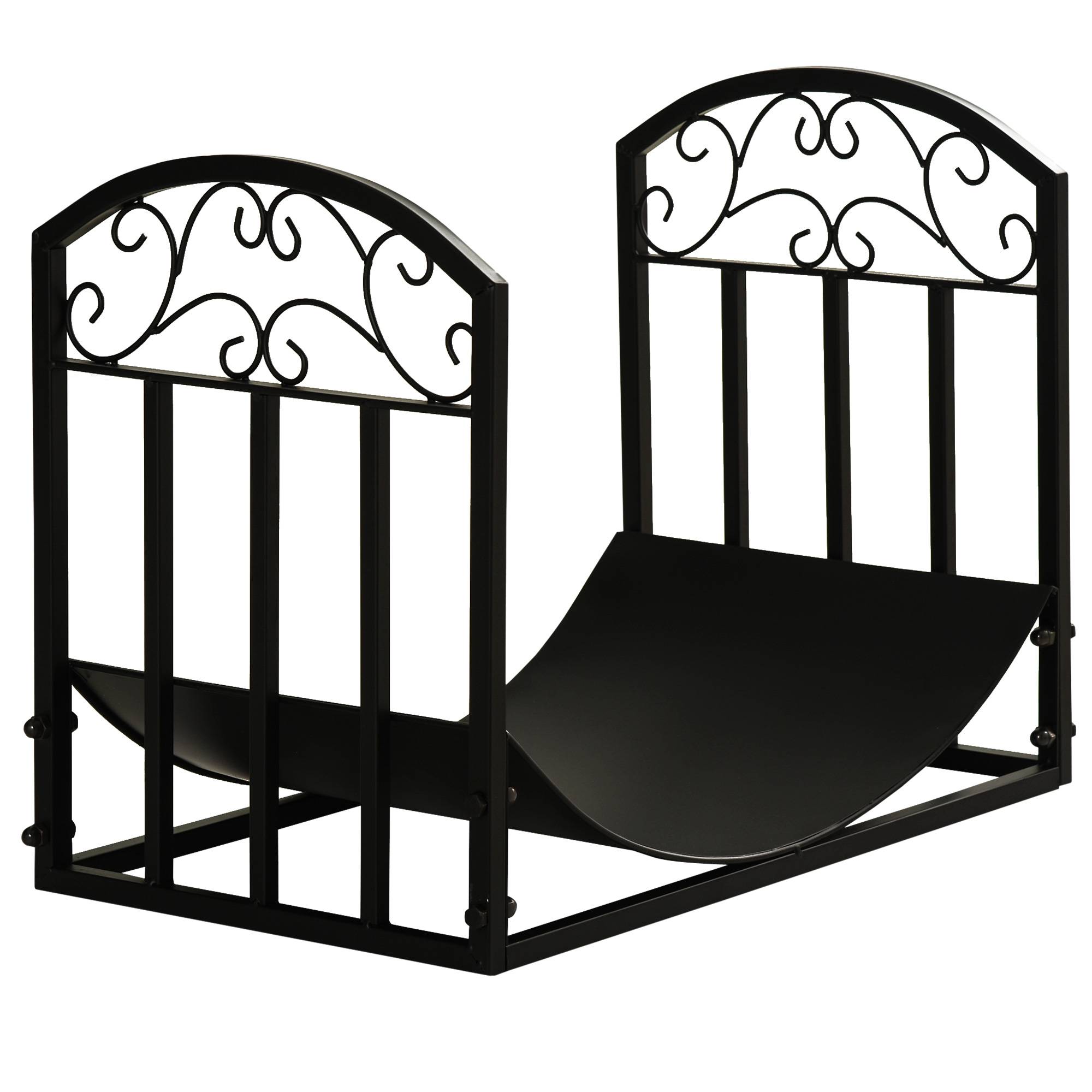 ComfortXL - Porte-bûches en métal noir 60,5 x 36 x 46,5 cm pour cheminée intérieur extérieur rangement surélevé charge 60 kg - Image 10