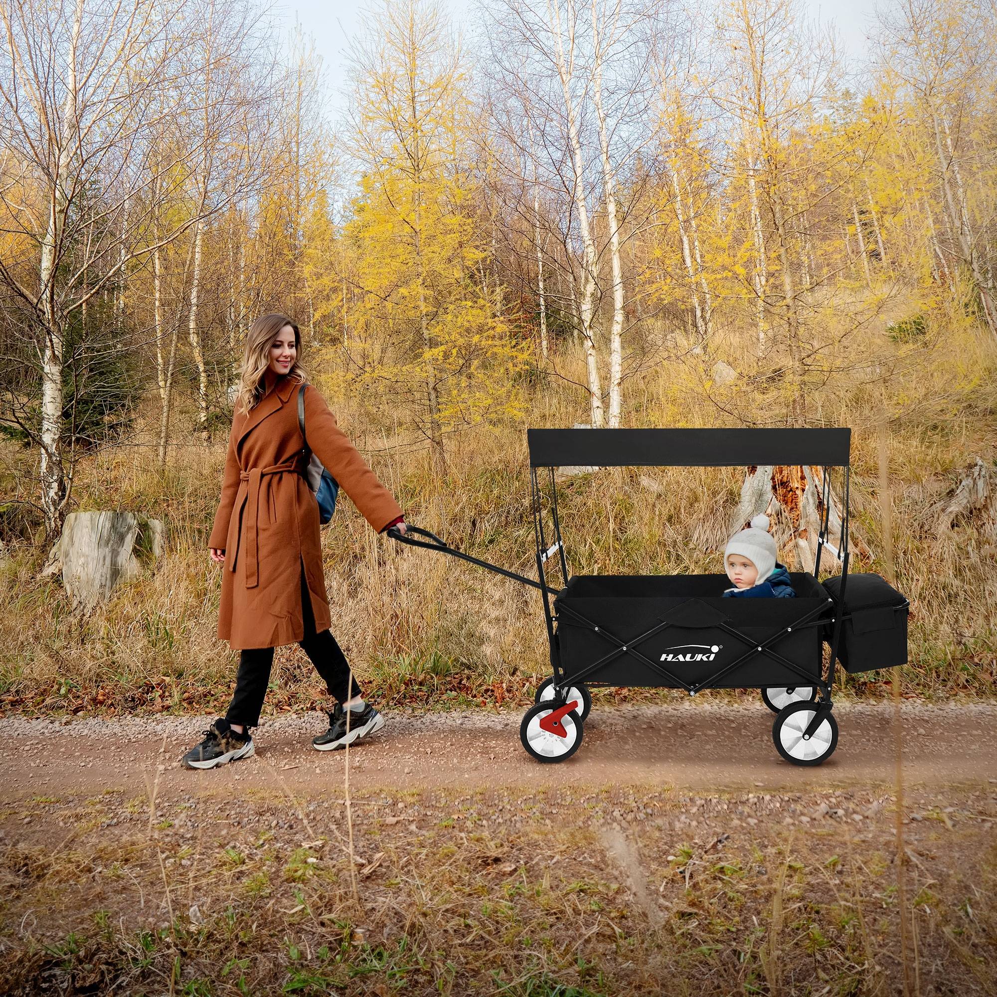 Poussette Pliable Pour 2 Enfants – Toit, Plateau Amovible, Harnais 5 Points, Roues Tout-terrain – Charge Jusqu’à 60 Kg