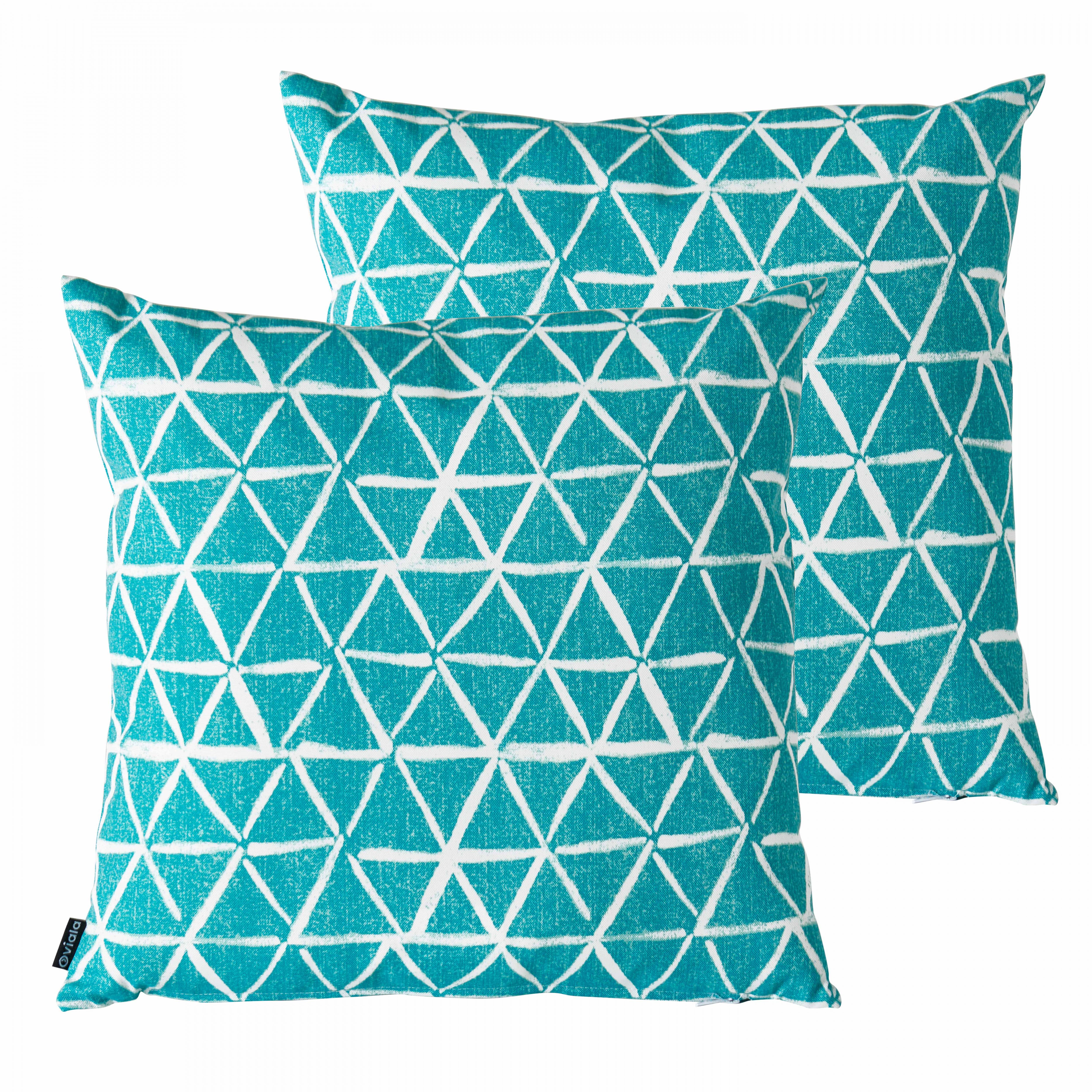 Oviala - Lot de 2 coussins carrés polyester lagune 45x45x8 cm Quito - Oviala - Image 1