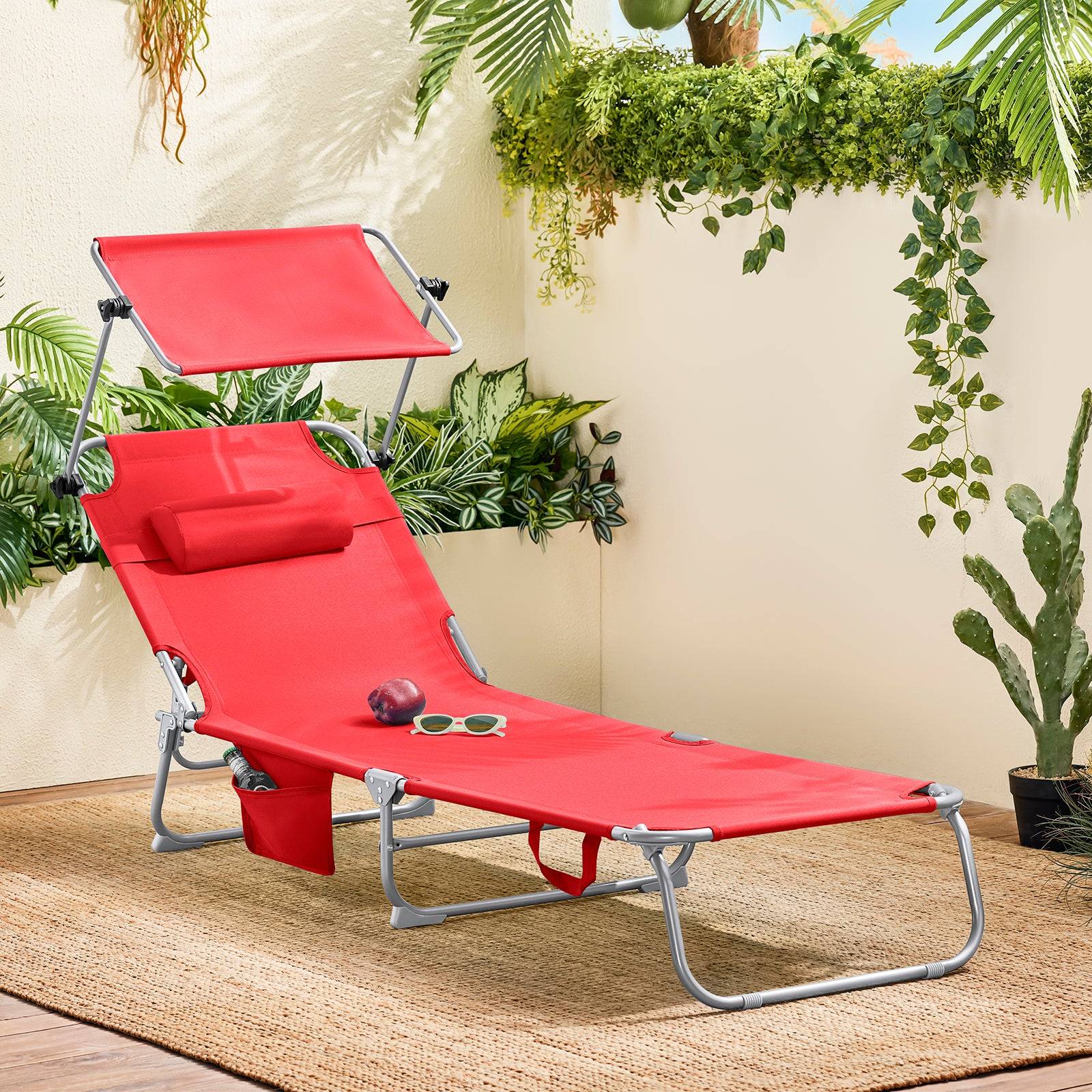 SoBuy Transat Pliable Chaise Longue avec Pare-Soleil Réglable - Image 2
