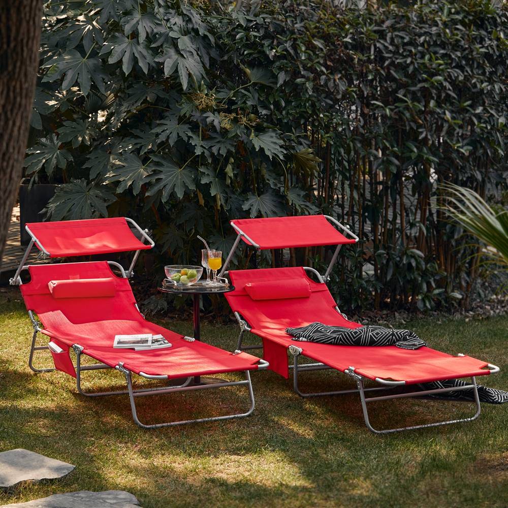 SoBuy Transat Pliable Chaise Longue avec Pare-Soleil Réglable - Image 10