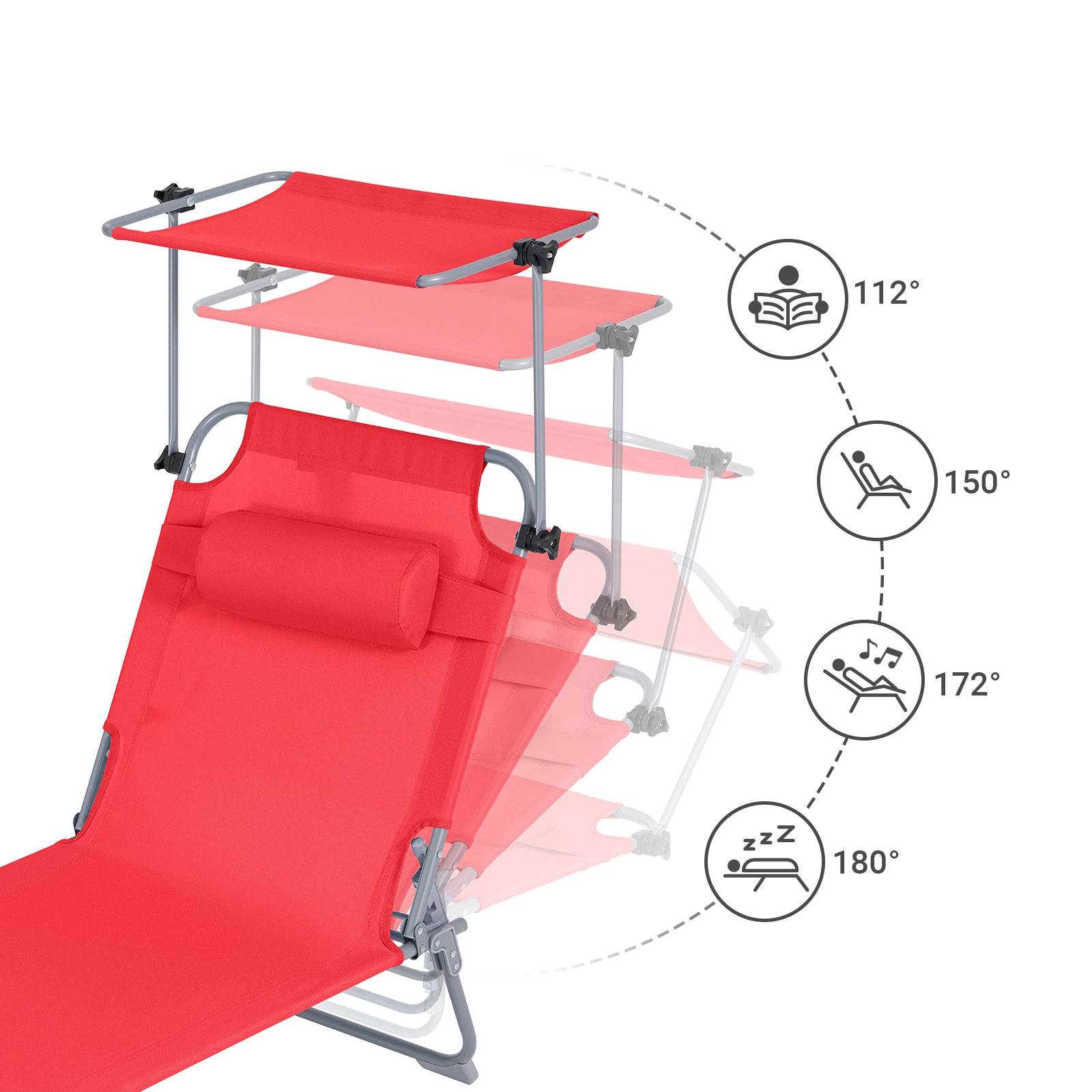 SoBuy Transat Pliable Chaise Longue avec Pare-Soleil Réglable - Image 4